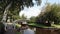 Tourist boat in romantic water village Giethoorn in the Netherlands