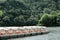 Tourist boats area are neatly moored on the waterfront.