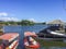 Tourist boats at Granada`s islands