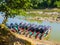 Tourist boats moored for Yaxchilan archaeological site, Chiapas, Mexico-Guatemala border