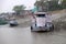 Tourist boats starting their sightseeing trips in Sundarbans, India