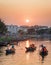 Tourist boats on the Thu Bon River at sunset. Hoian