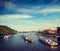 Tourist boats on Vltava river in Prague