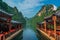 Tourist boats waiting for passengers on Baofeng Lake