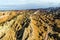 Tourist Buses in Rainbow Mountains Zhangye Danxia Landform Geological Park in China and Road