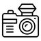 Tourist camera icon outline vector. Travel people