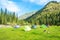 The tourist camp in the Tien Shan mountains, Kyrgyzstan.