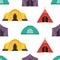 Tourist Camping Tents Seamless Pattern