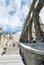Tourist climb on ancient Aqueduct of Segovia