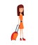 Tourist. Concept of an active lifestyle, tourism. A young girl with a large suitcase is looking ahead and smile. Vector