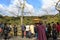 Tourist crowd front of Golden Pavilion, high season