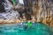 Tourist in deep Saklikent canyon in southern Turkey