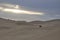 Tourist desert landscape with sand sunny day summer ica peru and with dunes