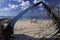 Tourist on deserted beach, Tobago.