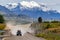 Tourist driving an off road vehicle at Carretera Austral Route - Coyhaique, AysÃ©n, Chile