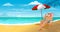 tourist elderly man relaxing on a sandy beach. destination for summer travel holidays concept