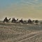 Tourist enjoying Camel ride in sand dunes of Jaisalmer, Rajasthan, India, Asia