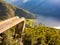 Tourist enjoying fjord view on Stegastein viewpoint Norway