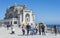 Tourist enjoying sight of Casino Palace in Constanta