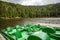 Tourist or fishing boats on a mountain lake