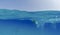 A tourist in flippers swims in the ocean looking over the sandy bottom under water