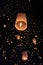 Tourist floating sky lanterns in Chiang Mai ,Thailand