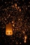 Tourist floating sky lanterns in Loy Krathong festival , Chiang Mai ,Thailand