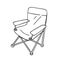 Tourist folding chair. Hiking. Vector isolated element on a white background. The hand-drawn Doodle pattern