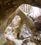 Tourist girl in Cappadocia cave