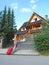 The tourist goes to a country house to Zakopane, Poland