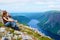 Tourist at Gros Morne Summit