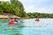 Tourist group are kayaking on the sea at Ko Lipe, Thailand