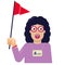 Tourist guide flat icon with red flag