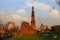 Tourist having a picnic at Qutub Minar, Delhi, India