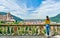 Tourist in Heidelberg town on Neckar river in, Germany