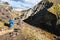Tourist hikes to gorge in Landmannalaugar area