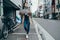 Tourist holding travel map in osaka city japan