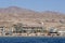 A tourist hotel sits on the bank of the Gulf of Aqaba in Jordan.