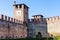 Tourist in inner court of Castelvecchio Castel