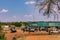 Tourist Landcruiser Toyota vehicle vans parked outside Maasai Mara Triangle National Game Reserve park rift valley Narok county ea