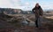 Tourist at Landmannalaugar mountains