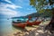 Tourist long tail boat on the beach at Surin island,.