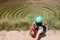 Tourist looking on inca sacred valey