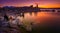 Tourist looking at Sunset Mono Lake California Famous USA Landscapes