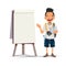 Tourist man with presenting board -