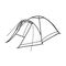 Tourist or military tent. Camping equipment. Shelter for Hiking, adventure travel, recreation and mountaineering