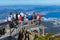 tourist on Mount Wellington looking at Hobart city below