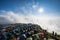 Tourist mountain view point colorful tents