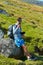 Tourist in mountains, Wicklow National Park.