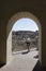 Tourist overlooking Matera cityscape